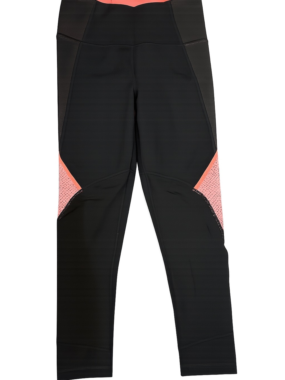 VSX Black Leggings with Pink/Coral Accent Panels